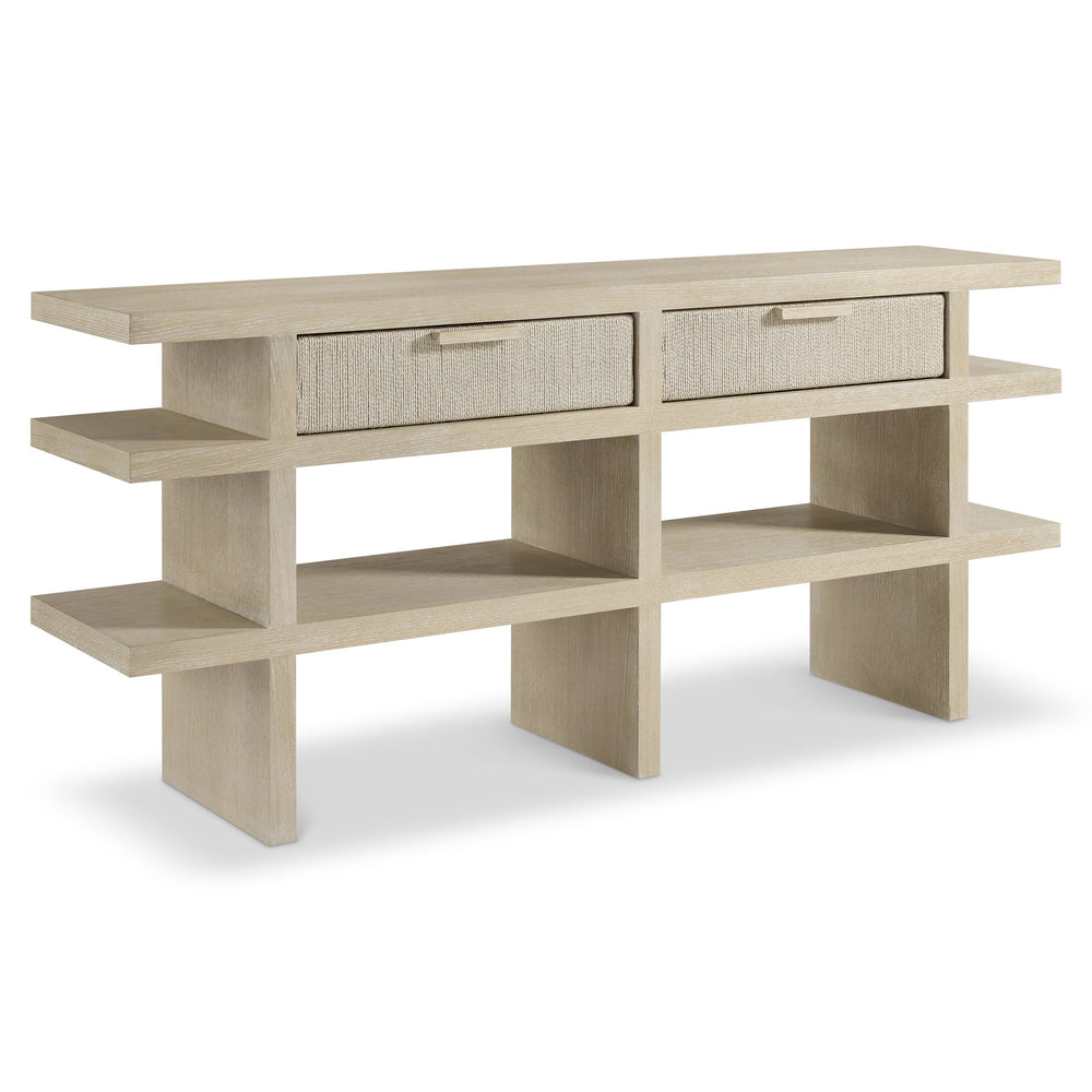 Bernhardt Bernhardt Asana Wire-brushed Oak Console Table with Woven Cord Drawers and Open Shelves 312912