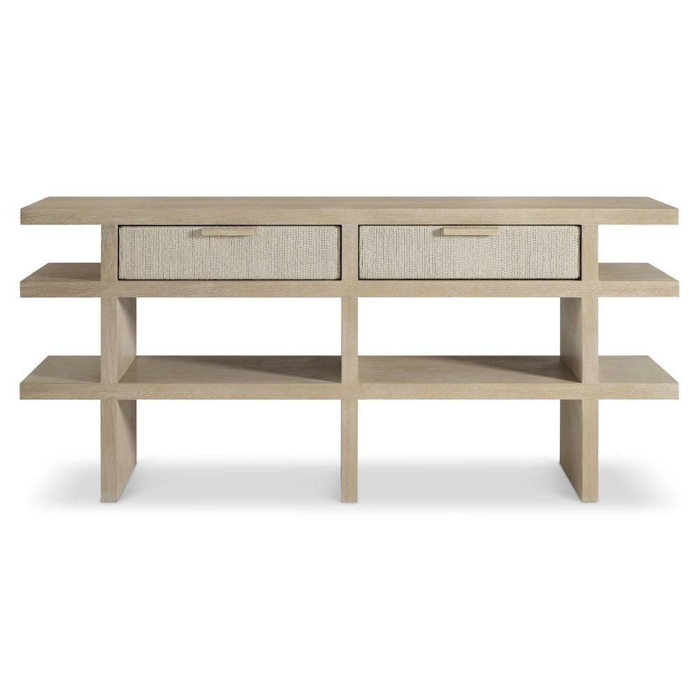 Bernhardt Bernhardt Asana Wire-brushed Oak Console Table with Woven Cord Drawers and Open Shelves 312912