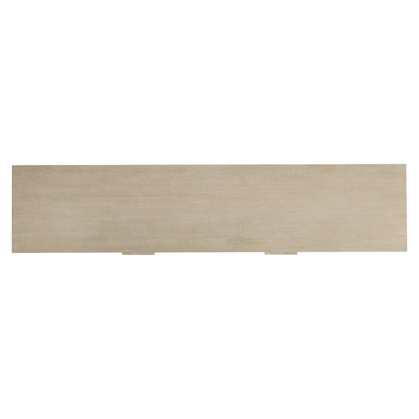 Bernhardt Asana Wire-brushed Oak Console Table with Woven Cord Drawers and Open Shelves