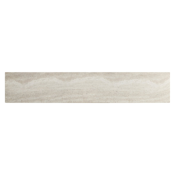 Bernhardt Asana Faux Travertine Top Console with Wire-brushed Oak Pedestal Base