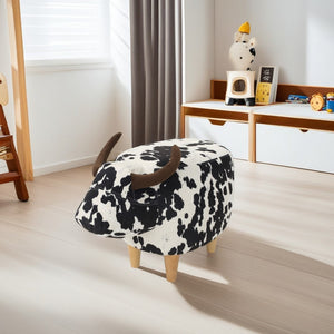 Christopher Knight Home® - Noble House - Bessie Black and White Cow Patterned Velvet Cow Ottoman