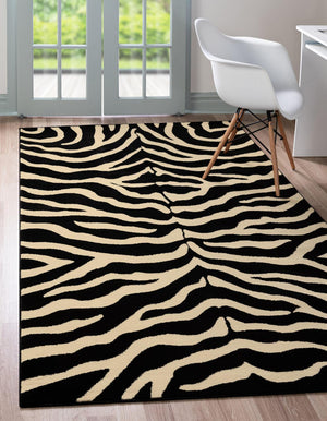 Unique Loom Cream 10 Ft Wildlife Runner Rug – Soft, Stylish Addition To Elevate Your Home Décor With Elegance Black  3129937-unique-loom