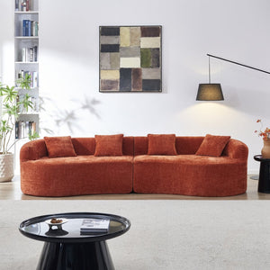 English Elm 111" L Shaped Cloud Sofa Plush Chenille Upholstered High Density Foam Apartment Living Room Orange W1669S00054