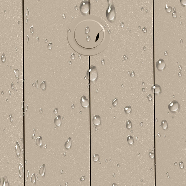 English Elm Outdoor Round Patio Dining Table with Powder-Coated Steel, Seats 6-7, Umbrella Hole, Rust-Resist Sandstone W213P335111