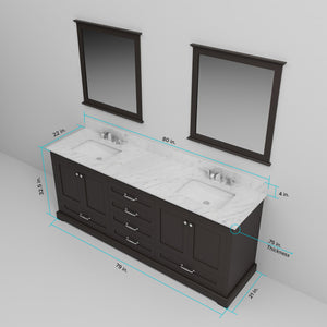 English Elm Espresso 80 in Double Bath Vanity with White Quartz Top, Solid Wood, Soft-Close Drawers, Storage B2731P258286