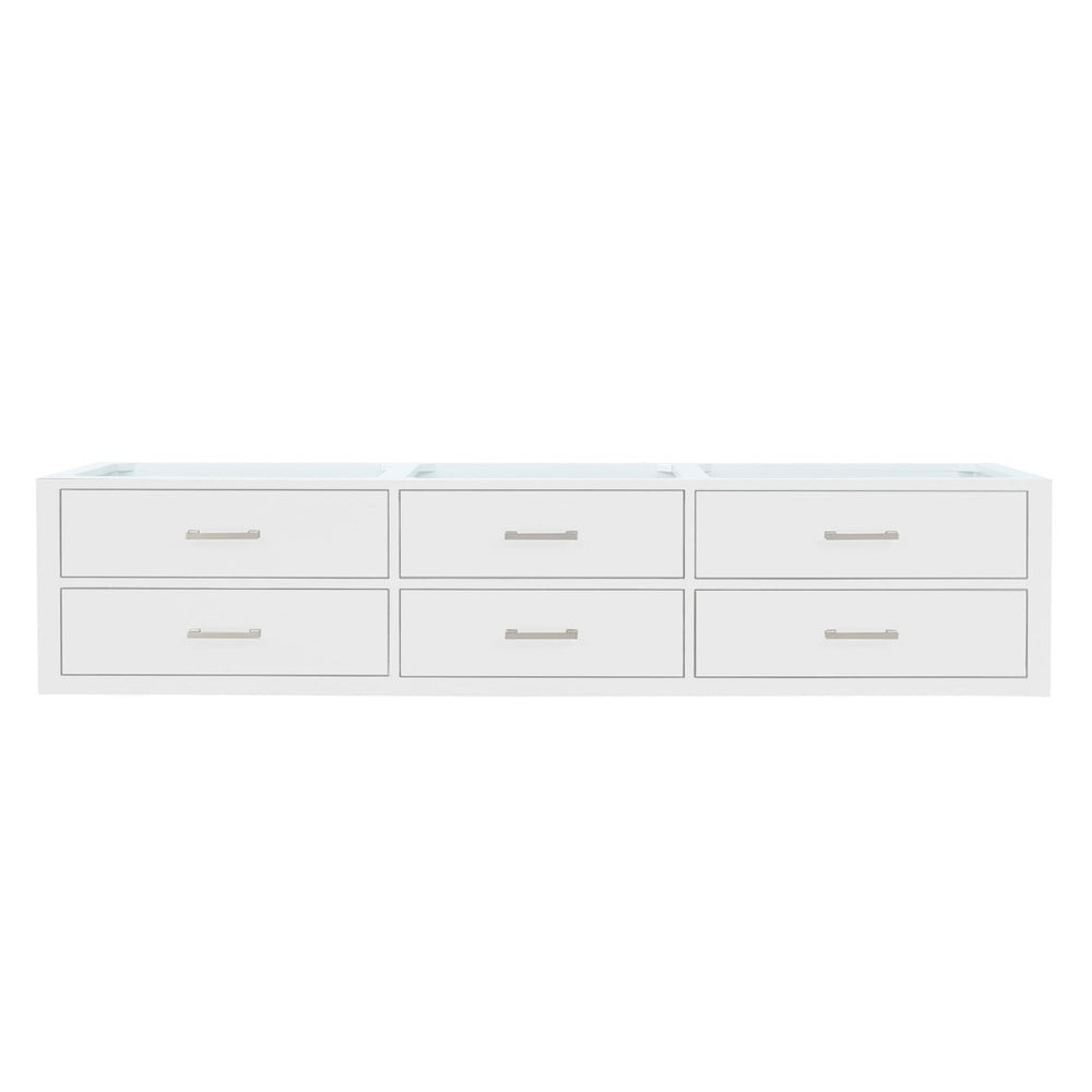 English Elm White Double Bath Vanity – 84" W X 22" D, Midcentury Design, Soft-Close Drawers, Space-Saving Storage B2731P258158-GIGA