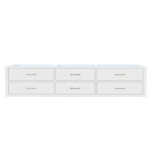 English Elm White Double Bath Vanity – 84" W X 22" D, Midcentury Design, Soft-Close Drawers, Space-Saving Storage B2731P258158-GIGA