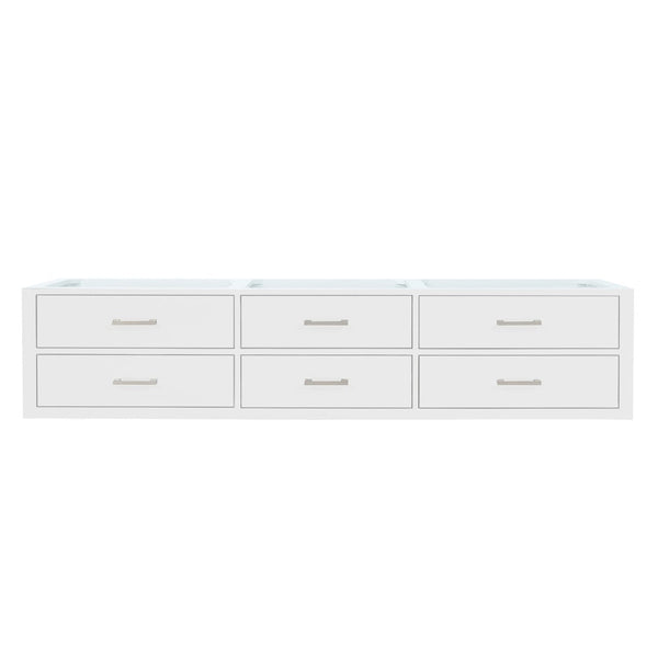 English Elm White Double Bath Vanity – 84" W X 22" D, Midcentury Design, Soft-Close Drawers, Space-Saving Storage B2731P258158-GIGA