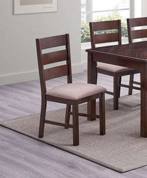 English Elm Contemporary Cherry 7pc Dining Set with Melamine Top, Solid Wood Legs, Fabric Cushion Seats, 59" Table B011S00977