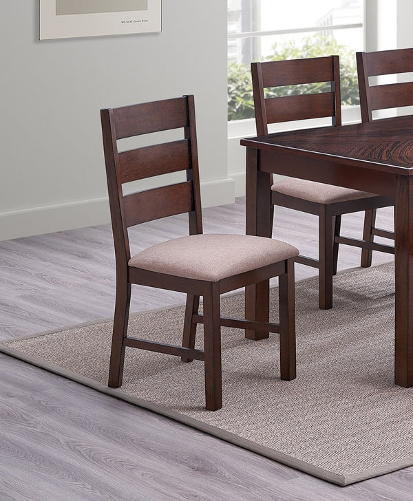 English Elm Contemporary Cherry 7pc Dining Set with Melamine Top, Solid Wood Legs, Fabric Cushion Seats, 59" Table B011S00977