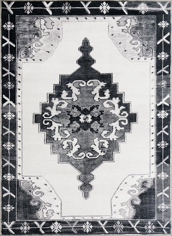 Unique Loom Timeless Thomas Machine Made Medallion Rug Black and White, Gray 7' 7" x 10' 6"