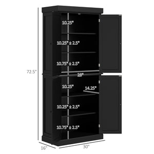 English Elm Homcom 72.5" Freestanding Kitchen Pantry Cabinet With Adjustable Shelves For Modern Home Organization W2225S00053
