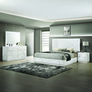 English Elm Manhattan King 4-Piece Bedroom Set – Chic Modern Design With Glossy Finish, Led Lighting, And Storage Solutions B009S01742