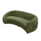 Modern Design Curved Sofa, Upholstered 4-Seat Couch for Living Room, No Assembly Needed, Green - 92.13 Inch