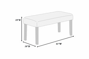 English Elm 1pc Upholstered Dining Bench with Plush Fabric Seat, Neutral Tone, Black Tapered Legs, 41"x16" B011P368143