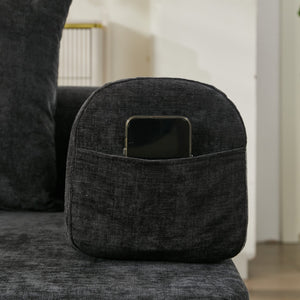 English Elm Comfy Convertible Folding Mattress Couch Sofa Bed with Chenille, Space-Saving Modular Lounge for Studio Black W1143P330250