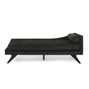 English Elm Chaise Lounge Mid-century Polyester Upholstered Birch Wood Legs Living Room Accent 68108.00BLK