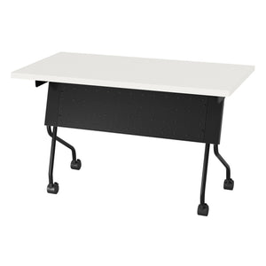 OSP Home Furnishings 4' Flip Top Nesting Training Table Commercial Grade Laminate with Locking Casters White 84224BW