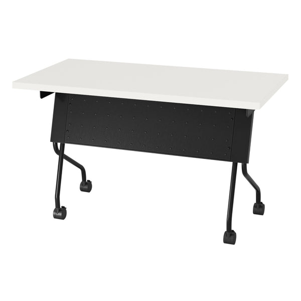 OSP Home Furnishings 4' Flip Top Nesting Training Table Commercial Grade Laminate with Locking Casters White 84224BW