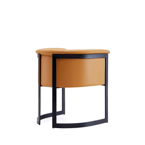 English Elm Corso Modern Metal Dining Chair with Smooth Vegan Leather Upholstery and Geometric Black Frame Camel B365P397710