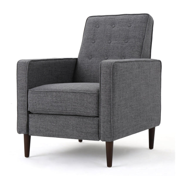 English Elm Christopher Knight Home® - Fabric Recliner Chair Mid-Century Modern Pushback Single Sofa with Tufted Cushion, Birch Legs, Cozy Comfort Gray 60741.00GRY