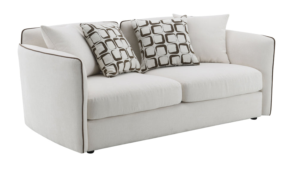 English Elm Yolanda Beige Chenille Loveseat with 4 Pillows - Removable Covers, Solid Pine Frame, 440lb Capacity B2726P316912