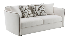 English Elm Yolanda Beige Chenille Loveseat with 4 Pillows - Removable Covers, Solid Pine Frame, 440lb Capacity B2726P316912