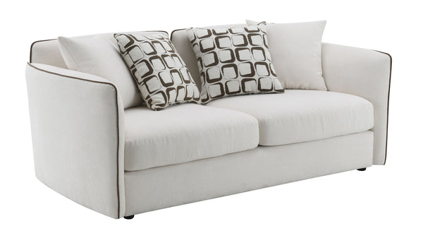 English Elm Yolanda Beige Chenille Loveseat with 4 Pillows - Removable Covers, Solid Pine Frame, 440lb Capacity B2726P316912