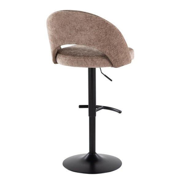 English Elm Adjustable Swivel Barstools Set of 2 Fabric Seat Black Metal Base Kitchen Counter Brown B202S02001