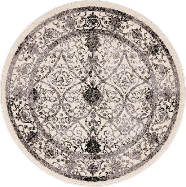 Unique Loom Gray 3' 1" Round La Jolla Rug - Soft Contemporary Accent For Modern Living Spaces And Décor Ivory,Gray  3132021-unique-loom