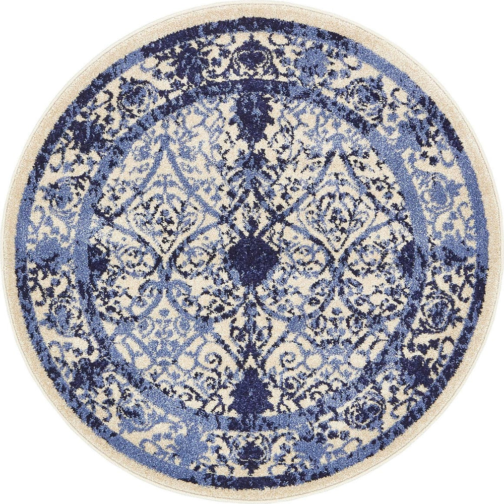 Unique Loom Gray 3' 1" Round La Jolla Rug - Soft Contemporary Accent For Modern Living Spaces And Décor Blue  3132030-unique-loom