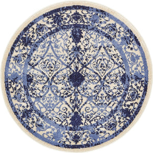 Unique Loom Gray 3' 1" Round La Jolla Rug - Soft Contemporary Accent For Modern Living Spaces And Décor Ivory,Blue  3132023-unique-loom