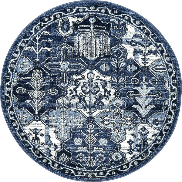 Unique Loom Gray 3' 1" Round La Jolla Rug - Soft Contemporary Accent For Modern Living Spaces And Décor Blue  3132030-unique-loom