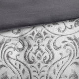 Madison Park Emilia Traditional 12 Piece Jacquard Comforter Set with Bed Sheets MP10-8439 Silver