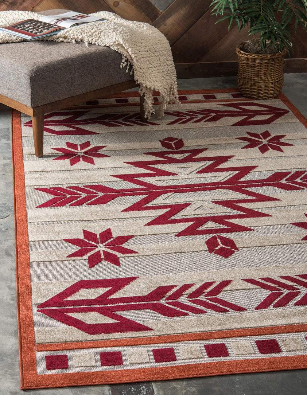 Unique Loom Terracotta Outdoor Rug - 5' X 8' Stylish And Durable Modern Design For Patios And Porches Terracotta  3132562-unique-loom