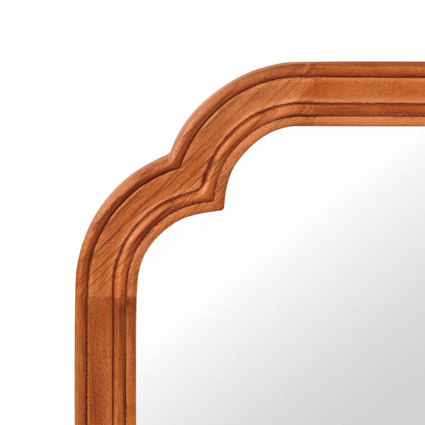 English Elm Yellowish Solid Wood Frame Rounded Corner Mirror 20"x30" Rustic Yellow Brown Tempered Glass Vanity Decor W2203P389095