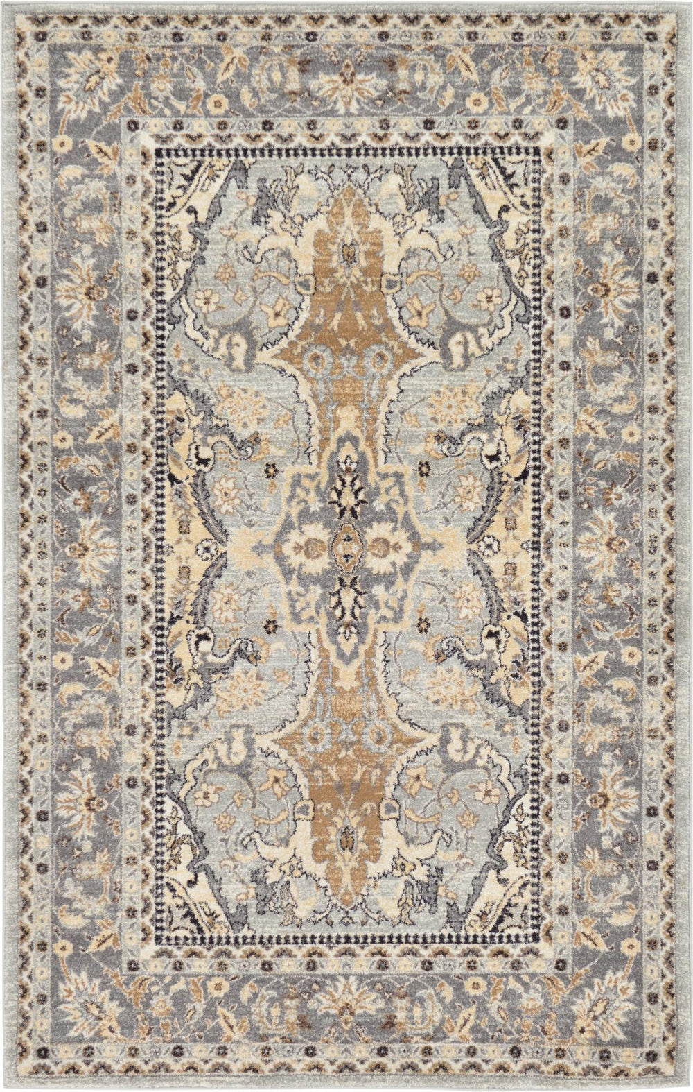 Unique Loom Silver Tradition Rug - Elegant 5'1" X 8' Design With Shimmering Tones For Modern Interiors Silver  3132759-unique-loom