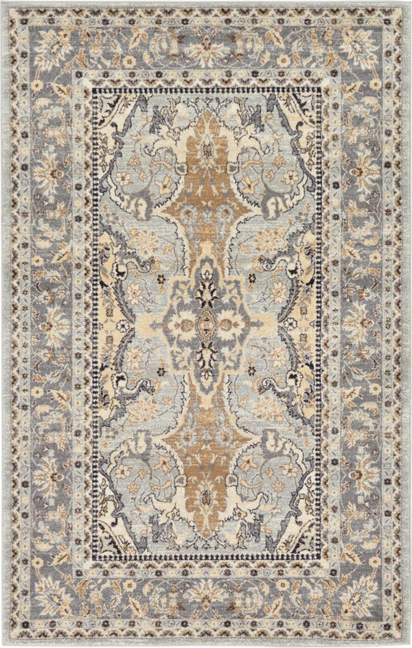 Unique Loom Silver Tradition Rug - Elegant 5'1" X 8' Design With Shimmering Tones For Modern Interiors Silver  3132759-unique-loom