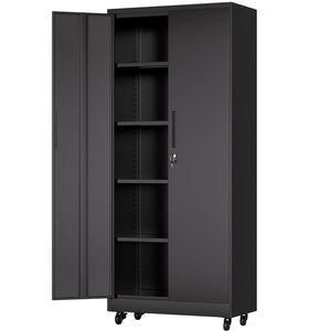 English Elm Metal Lockable Steel Cabinet Two Adjustable Shelves Garage Office Utility Storage T2398P442668