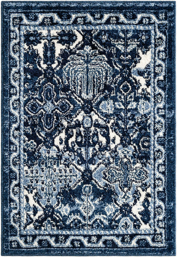 Unique Loom Ivory Runner - Elegant 2' X 6' La Jolla Design For Stylish Hallways And Entryways, Durable Weave Blue  3133419-unique-loom