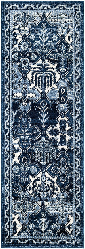 Unique Loom Ivory Runner - Elegant 2' X 6' La Jolla Design For Stylish Hallways And Entryways, Durable Weave Blue  3133421-unique-loom