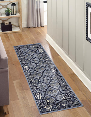 Unique Loom Ivory Runner - Elegant 2' X 6' La Jolla Design For Stylish Hallways And Entryways, Durable Weave Blue  3133431-unique-loom