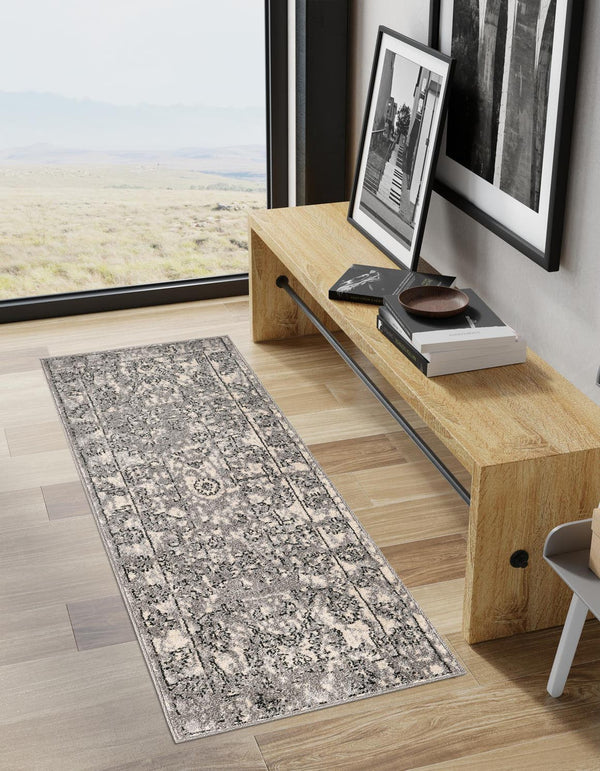 Unique Loom Gray 3' X 10' La Jolla Runner - Stylish, Durable Hallway Rug For Modern Spaces And High Traffic Areas Gray  3119800-unique-loom