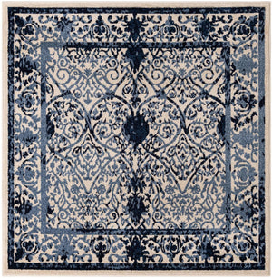 Unique Loom Ivory Runner - Elegant 2' X 6' La Jolla Design For Stylish Hallways And Entryways, Durable Weave Ivory,Blue  3133470-unique-loom