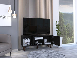 English Elm Edinburg, Low Profile Media Stand with Open Shelving and Cabinet for 50 Inch Tvs B128P148911