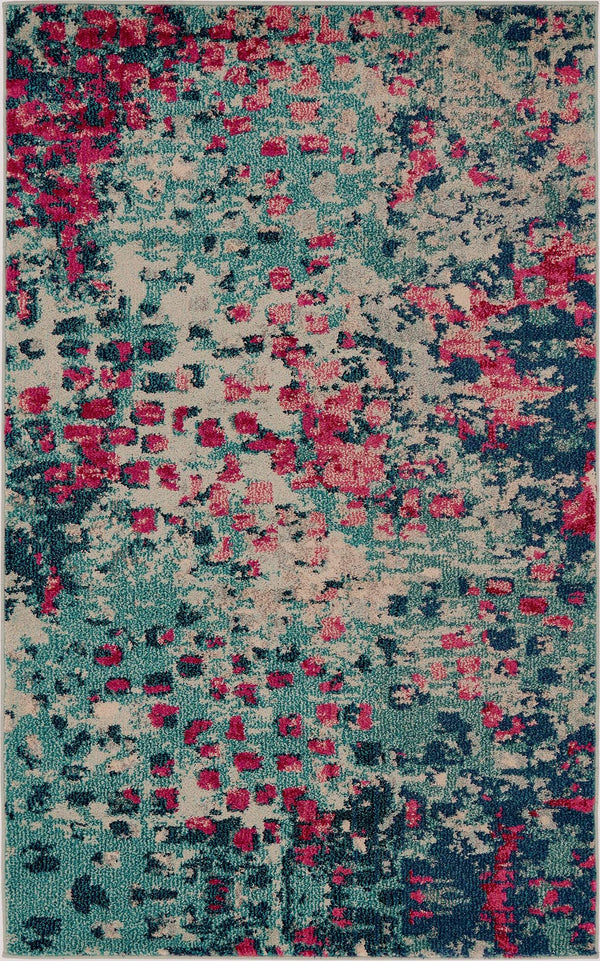 Unique Loom Green Jardin 3' X 5' Area Rug - Vibrant, Durable Design Perfect For Indoor Or Outdoor Spaces! Blue  3133791-unique-loom