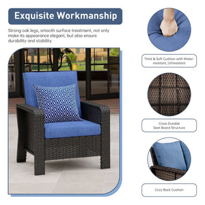 English Elm Tl Outdoor Nine Piece Pe Rattan Patio Set with Swivel Chairs Sofa and Side Table T5925S00009