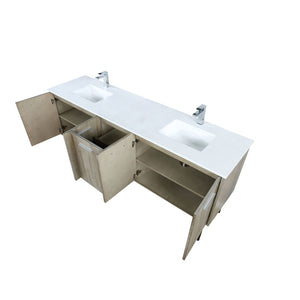 English Elm Rustic Acacia Double Bath Vanity With White Quartz Top & Chrome Faucet - Spacious Storage Solution B2731P259650-GIGA