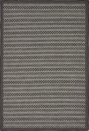 Unique Loom Gray Outdoor Border Rug - Modern 4' X 6' Design For Patios And Gardens, Durable And Stylish Decor Gray  3135595-unique-loom