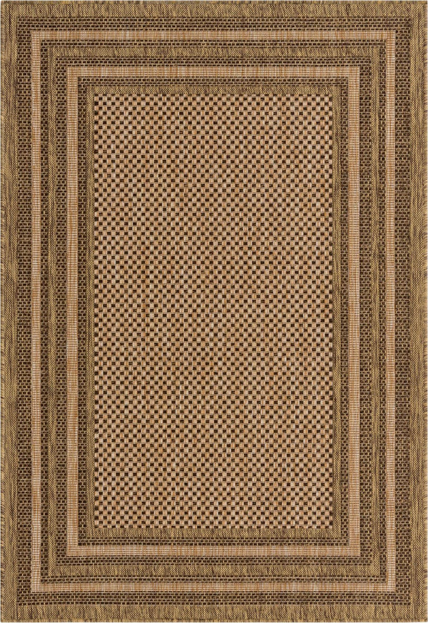 Unique Loom Gray Outdoor Border – Elegant 4' X 6' Garden Accent For Defining Spaces And Framing Pathways Brown  3135601-unique-loom